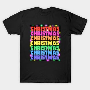 Rainbow Christmas Word Art T-Shirt